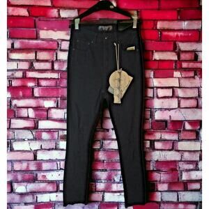 Monkey Ride Black Skinny Jeans Bamboo Fabric Distressed Raw Hem Size 3/26 NWT